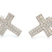 0.60 ctw Round Diamond Pave 14KT White Gold Screw Back Cross Stud Earrings 2.95g
