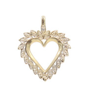 Women's Estate Diamond Accent 10KT Yellow Gold 22mm Heart Necklace Pendant 1.6g