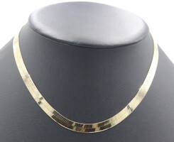 High Shine 10KT Yellow Gold 6.7mm Classic Herringbone Chain Necklace 16" 16.6g