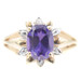 Women's 1.20 Ctw Oval Cut Purple Synthetic Sapphire 10KT Yellow Gold Floral Ring