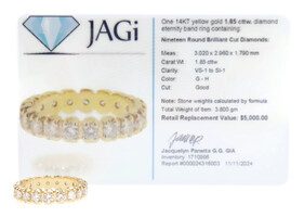 1.85 Ctw Round Brilliant Diamond 14KT Yellow Gold Eternity Anniversary Band Ring