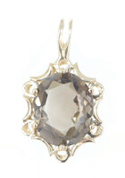 Solitaire 2.20 Ctw Oval Cut Smoky Quartz Gemstone 10KT Yellow Gold Pendant 0.79"