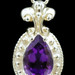 Etruscan 2.20 Ct Teardrop Amethyst 10KT Gold Pendant on 18" 14KT Twisted Chain