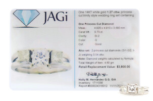 1.27 ctw Princess Cut Diamond Past Present Future Trinity Style Wedding Ring Set