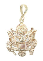 Classic 10KT Yellow Gold High Shine US Presidential Seal Necklace Pendant 1.2"