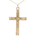 Estate Floral Etched 14KT Yellow Gold Women's Cross Pendant on 20" Necklace 2.3g