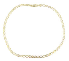 14KT Yellow Gold 10" 3.1mm Wide Mariner Chain Men's Bracelet Anklet - 2.56g