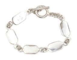 Women's Classic Estate 7.5" Sterling Silver (925) Flat Link Toggle Bracelet ATI 