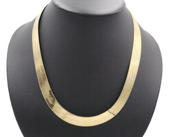 10KT Yellow Gold 13.5mm Classic Herringbone Heavy Chain Necklace 22" 39.45g DES