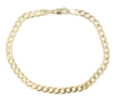 Men's Classic 4.8mm Wide 10KT Yellow Gold Curb Link 8 3/4" Bracelet Italy - 5.0g