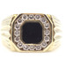 0.95 ctw Round Diamond and Onyx Inlay 14KT Yellow Gold Men's Statement Ring