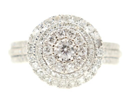Women's Round 1.24 ctw Diamond Triple Halo 10KT White Gold Engagement Ring 6.3g