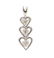 Women's 0.12 ctw Round Diamond 14KT White Gold 3 Heart Journey Necklace Pendant 