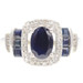 Estate 1.33 Ctw Oval & Square Cut Sapphire w/ Diamond Halo 14KT White Gold Ring