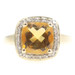 Estate 1.35 Ct Square Cut Citrine & Single Cut Diamond 14KT Yellow Gold Ring