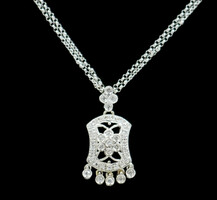 0.50 ctw Round Diamond 14KT White Gold Dangle Lavalier 15.5" Necklace 5.3g 