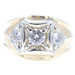 Men's 3-Stone 1.0 Ctw Round Diamond 14KT Yellow Gold Etched Statement Ring 13.8g