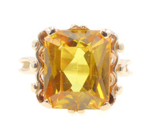 Estate Lab Created Yellow 5.00 ctw Emerald Cut 10KT Yellow Gold Cocktail Ring 4g