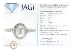 0.60 Ctw Old European Cut & Single Cut Diamond 10KT Gold Halo Engagement Ring