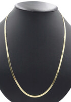 Classic 14KT Yellow Gold 3.4mm Wide High Shine Herringbone Necklace 24 1/4" 10g