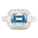 Estate 2.20 Ctw Emerald Cut Blue Topaz & Round Diamond 10KT White Gold Ring 4.7g