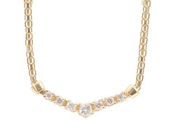 Estate 0.40 ctw Round Diamond V Style 14KT Yellow Gold Women's 18" Necklace 4.5g