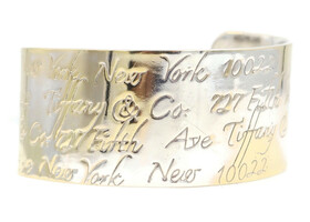 Tiffany & Co. Sterling Silver Wide Cuff Bracelet etched New York 727 Fifth Ave. 