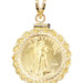 1/10 oz 5 Dollar Fine Gold Liberty Coin in 14KT Yellow Gold Rope Bezel Pendant