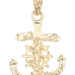 High Shine 14KT Yellow Gold Nugget Style Anchor Crucifix Pendant 1.4" by MA