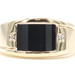 Estate 0.90 Ctw Natural Black Onyx 10KT Yellow Gold Ring w/ Diamond Accents 3.7g