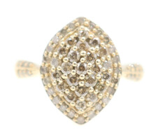 Women's 1.70 Ctw Champagne Diamond Marquise Cluster 10KT Yellow Gold Ring 4.2g