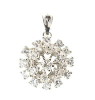 "Green Dot" 2.18 ctw Round Diamond 14KT White Gold Cluster Necklace Pendant 7.6g