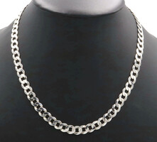High Shine Sterling Silver 8.6mm Wide Curb Link Necklace 20" - 34.77 Grams