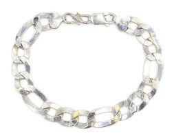 8.5" Classic Sterling Silver 925 10.8mm Wide Figaro Bracelet Made in Italy 20.4g