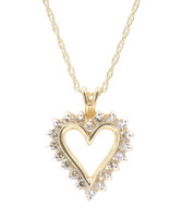 Estate 0.50 ctw Round Diamond Heart Pendant on 19" 10KT Yellow Gold Necklace 3g