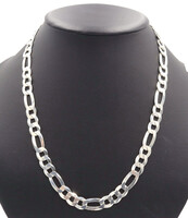 Classic High Shine Sterling Silver (925) Heavy Figaro Chain Necklace 22" - 43.9g