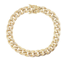 Men's Classic Diamond Cut 10KT Yellow Gold Hollow Curb Chain Bracelet 9" - 20.9g