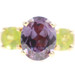 3-Stone 4.10 Ct Oval Lab-Created Purple Sapphire & Round Peridot 14KT Gold Ring