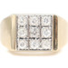 Men's 0.38 Ctw Round Diamond Square Cluster 14KT Yellow Gold Satin Finish Ring