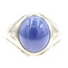 10.5 Ct Cabochon Synthetic Star Sapphire w/ Natural Diamond 14KT White Gold Ring