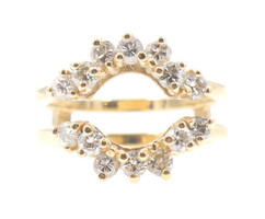 Estate 0.55 ctw Round Diamond 14KT Yellow Gold 13.8mm Ring Guard 5.3g Size 6