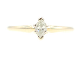 Women's Solitaire 1/5 Ctw Marquise Cut Diamond 14KT Yellow Gold Engagement Ring