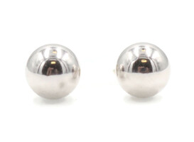 Classic 14KT White Gold 7mm Wide Ball Stud High Shine Earrings - 0.54 Grams 