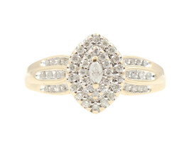 0.52 ctw Round and Marquise Diamond Double Halo 10KT Yellow Gold Engagement Ring