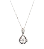 0.04 ctw Round Diamond Solitaire Infinity Drop Pendant on 17" 10KT Gold Necklace