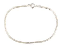 Estate Classic Sterling Silver 925 2mm Wide 7.5" Thin Herringbone Bracelet 
