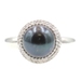 8.8mm Round Black Cultured Pearl Sterling Silver 925 Women's Estate Silver Ring