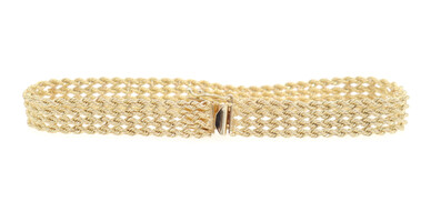 Women's Estate 14KT Yellow Gold Fancy 4-Strand Rope Chain Bracelet 7" - 13.6g