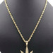 10KT Yellow Gold Large Diamond Cut Marijuana Leaf Pendant 27" Rope Necklace 13g