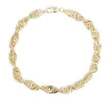 High Shine 10KT Yellow Gold 7.1mm Classic Hollow Rope Chain Bracelet 9" - 8.44g